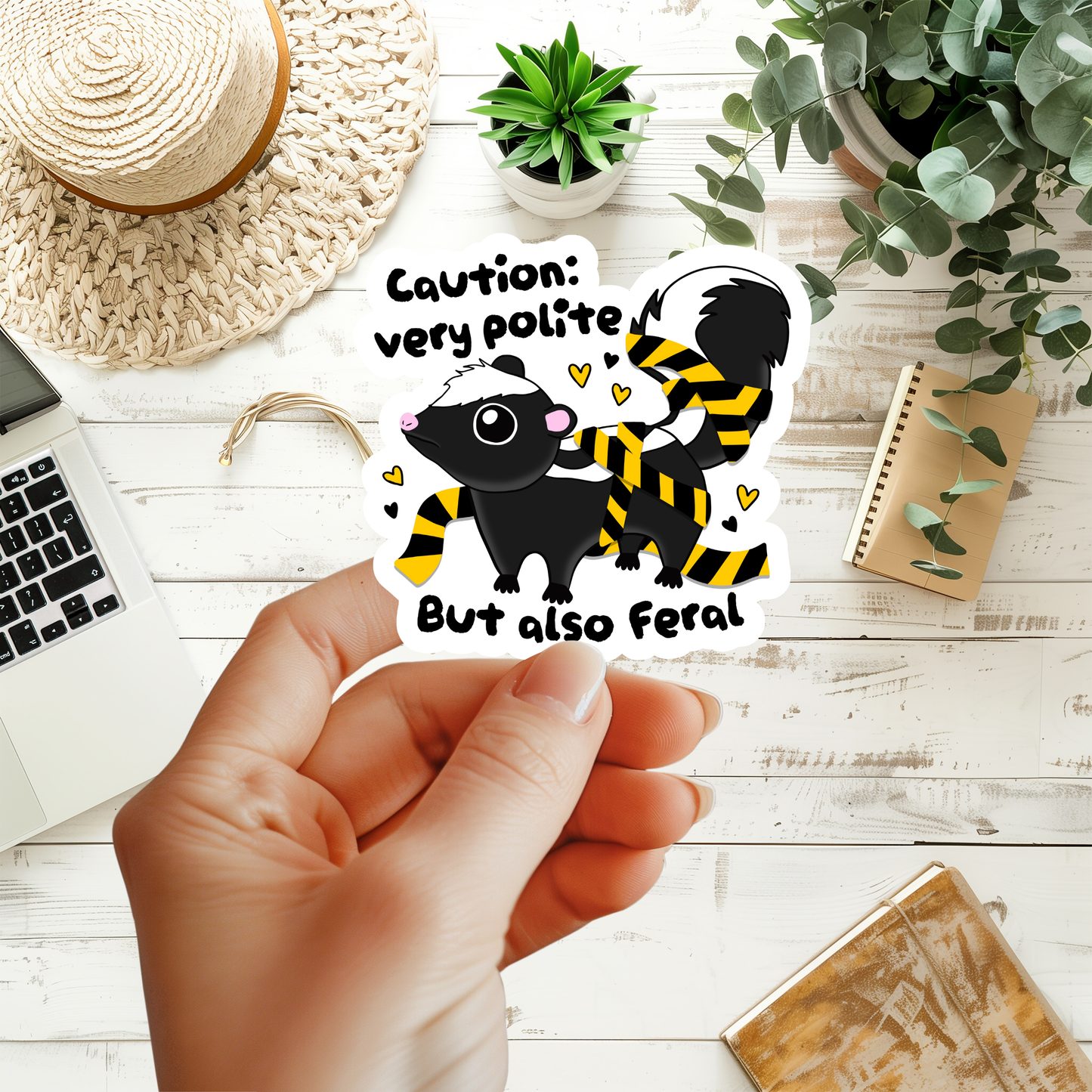 Caution Very Polite But Also Feral Sticker