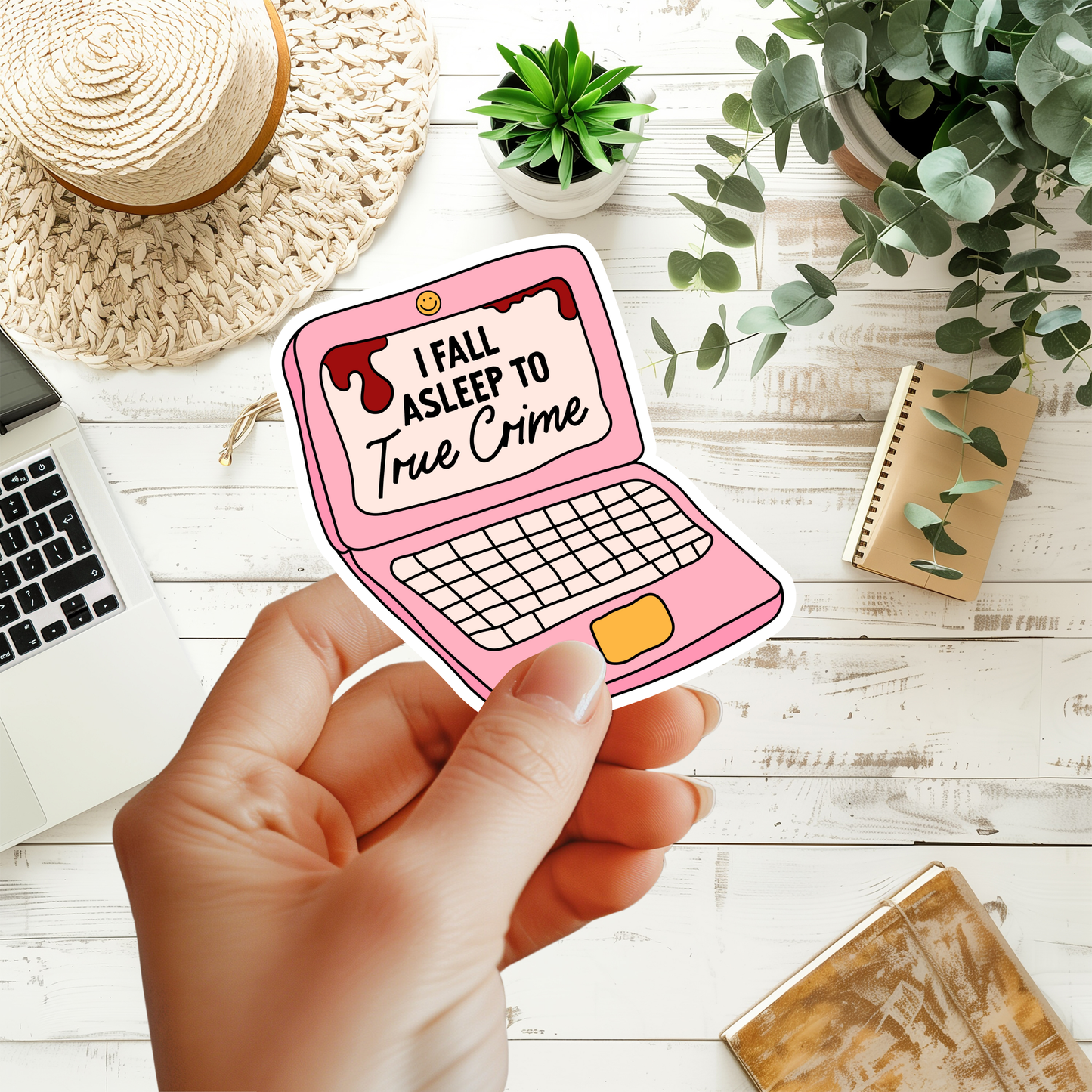 I Fall Asleep To True Crime Sticker