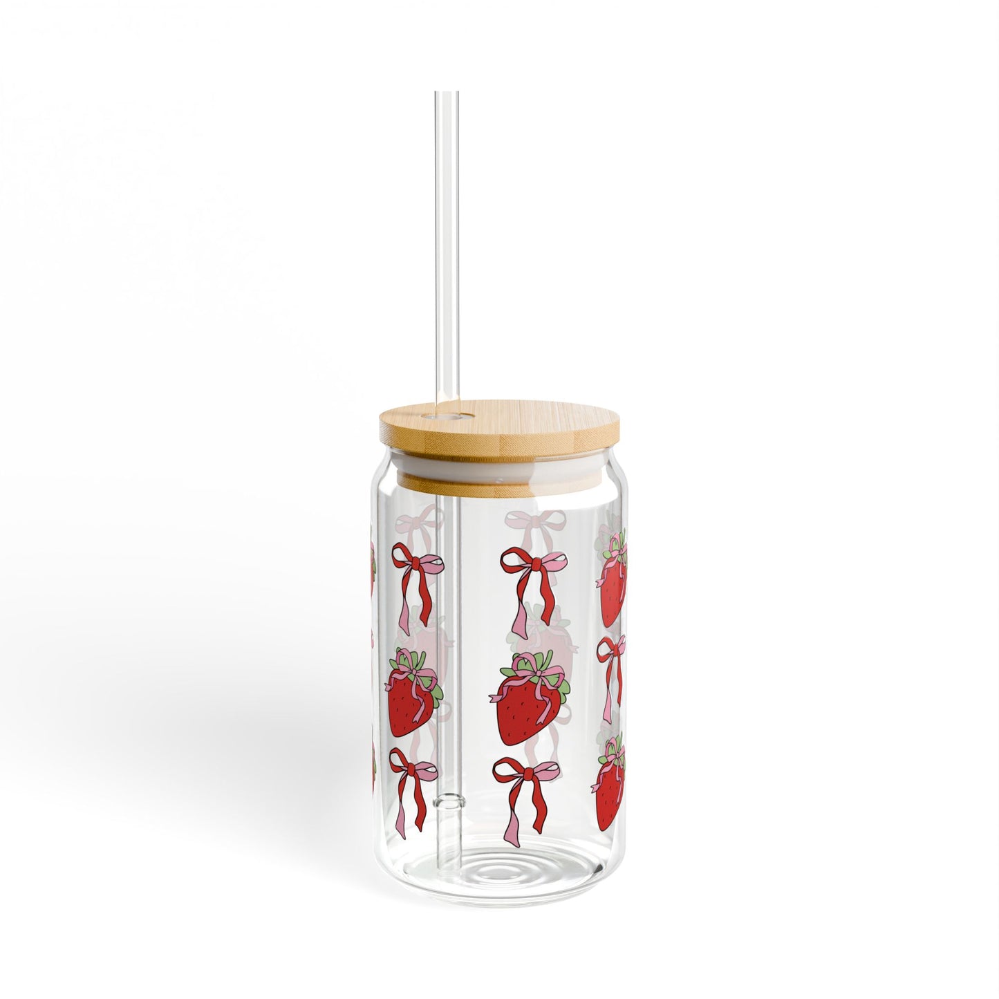Strawberry and Bow Coquette Glass Cup