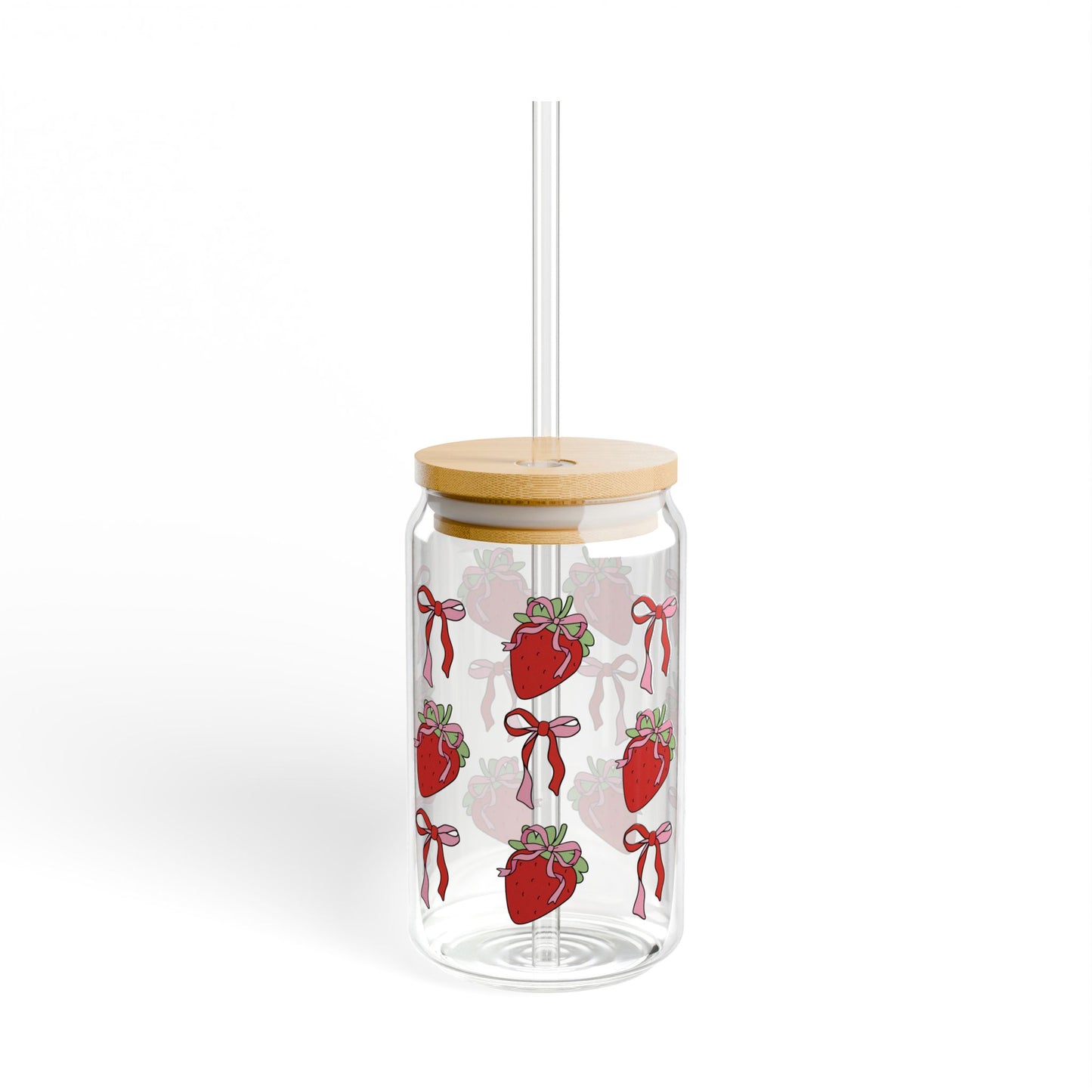 Strawberry and Bow Coquette Glass Cup
