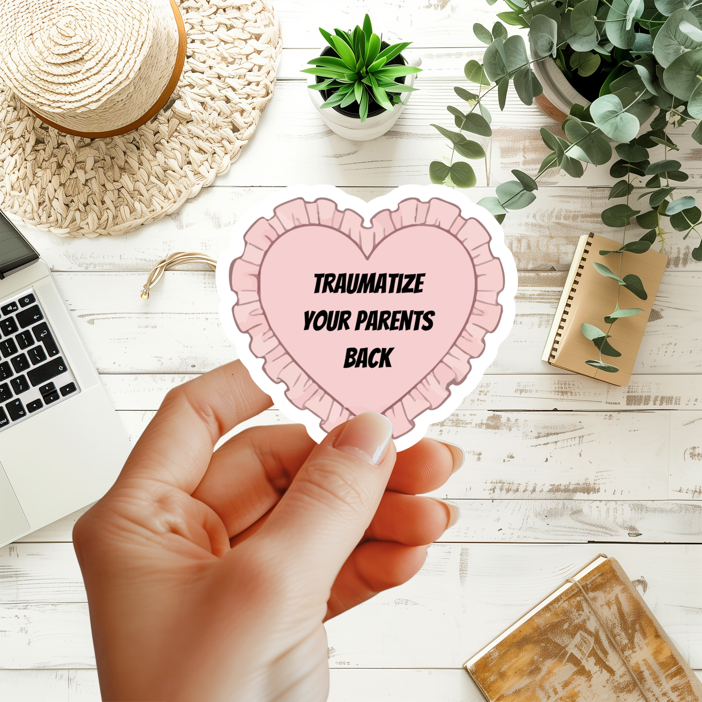 Traumatize Your Parents Back Sticker, Millennial Humor