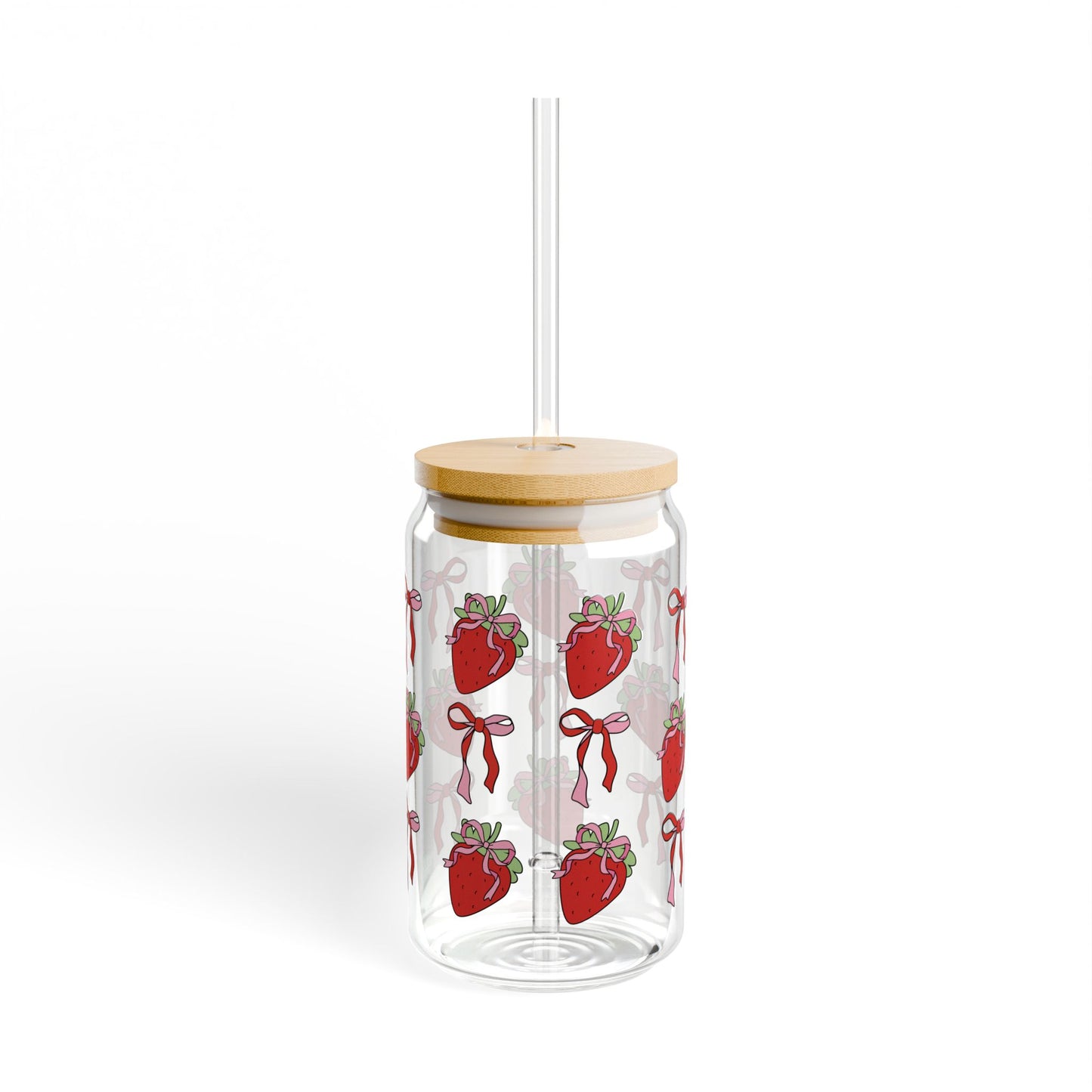 Strawberry and Bow Coquette Glass Cup