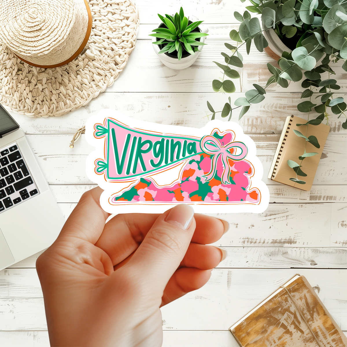Preppy Virginia State Sticker