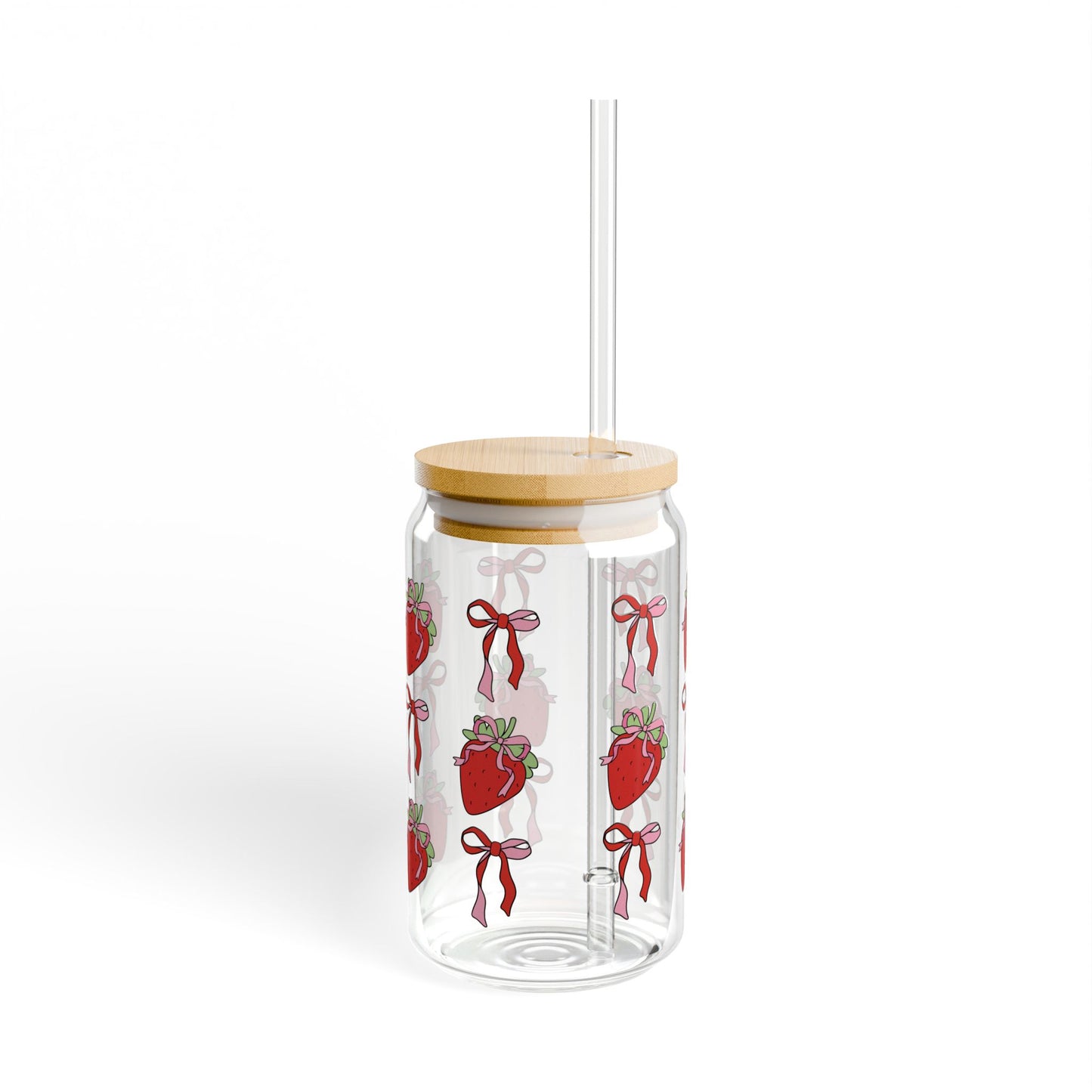 Strawberry and Bow Coquette Glass Cup
