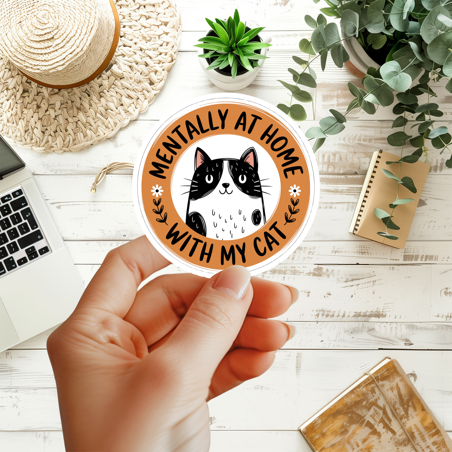 Mentally At Home With My Cat Sticker