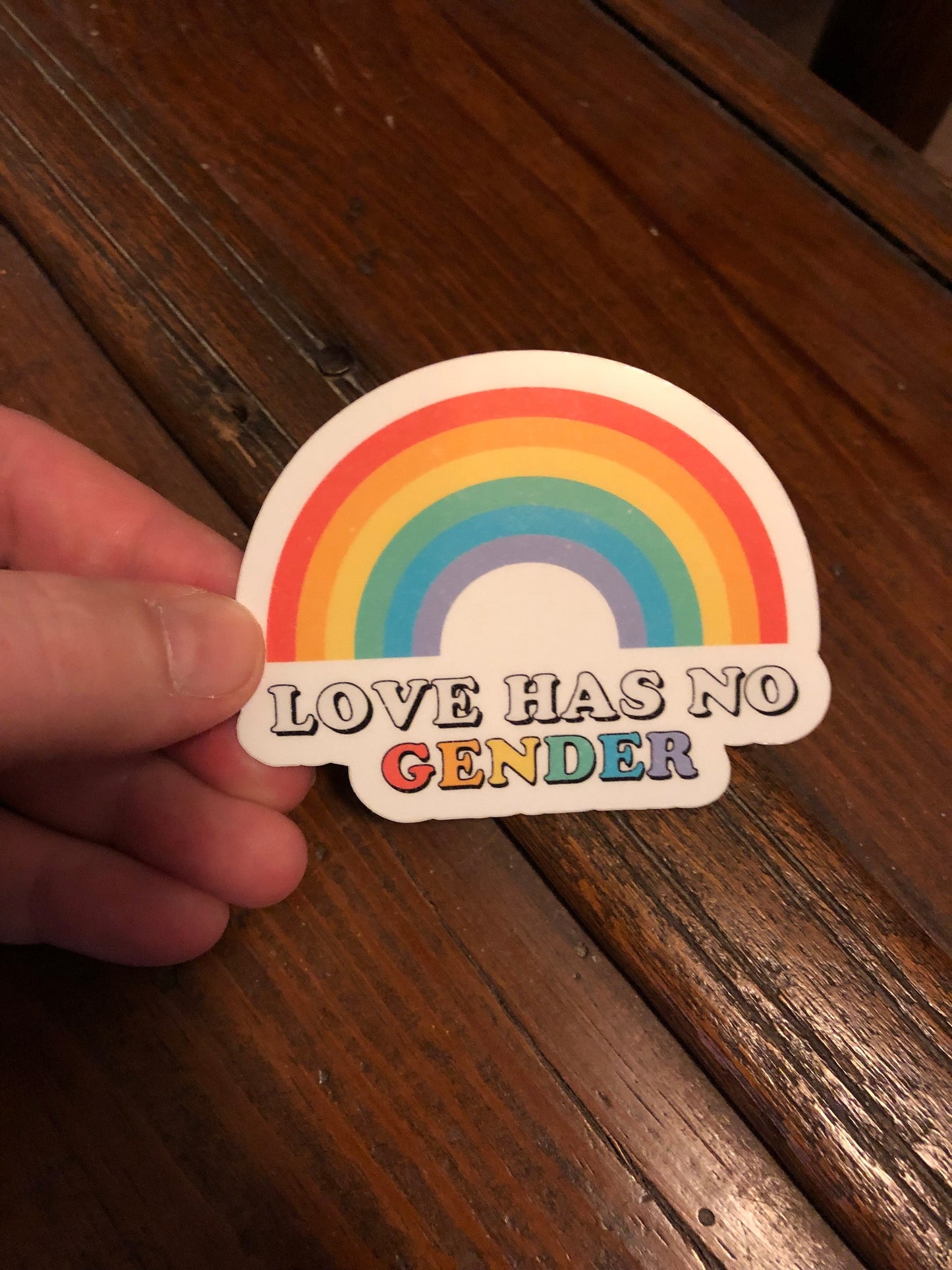 Love Has No Gender Rainbow Sticker, Gay Pride Sticker, Rainbow Sticker, LGBTQIA+, Pride Month Sticker, Water Bottle Sticker, Gift For Friend