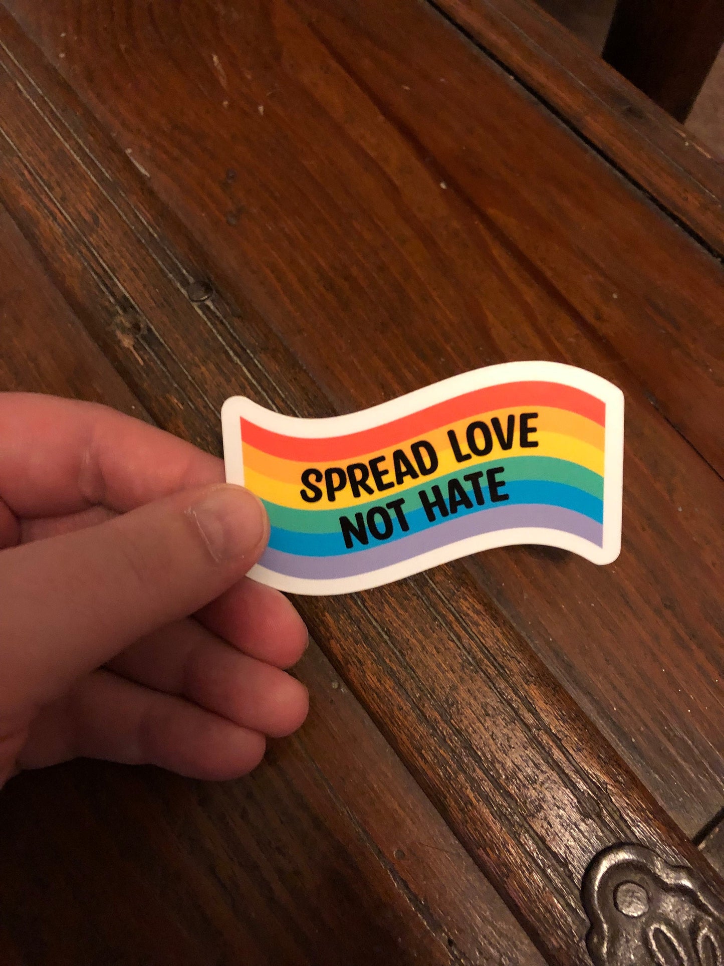 Spread Love Not Hate Rainbow Wave Sticker, Gay Pride Sticker, LGBTQIA+, Pride Month Sticker, Water Bottle Sticker, Gift For Friend