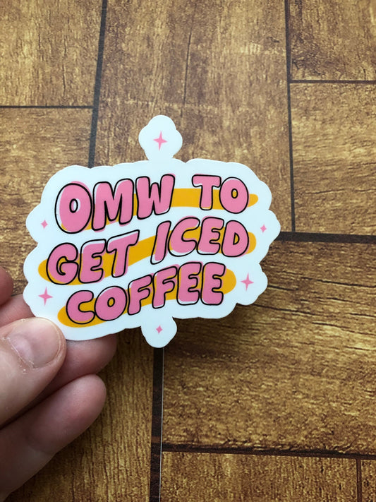 On My Way To Get Iced Coffee Sticker, Iced Coffee Lover, Coffee Sticker, Trendy Sticker, Water Bottle Sticker, Kindle Sticker