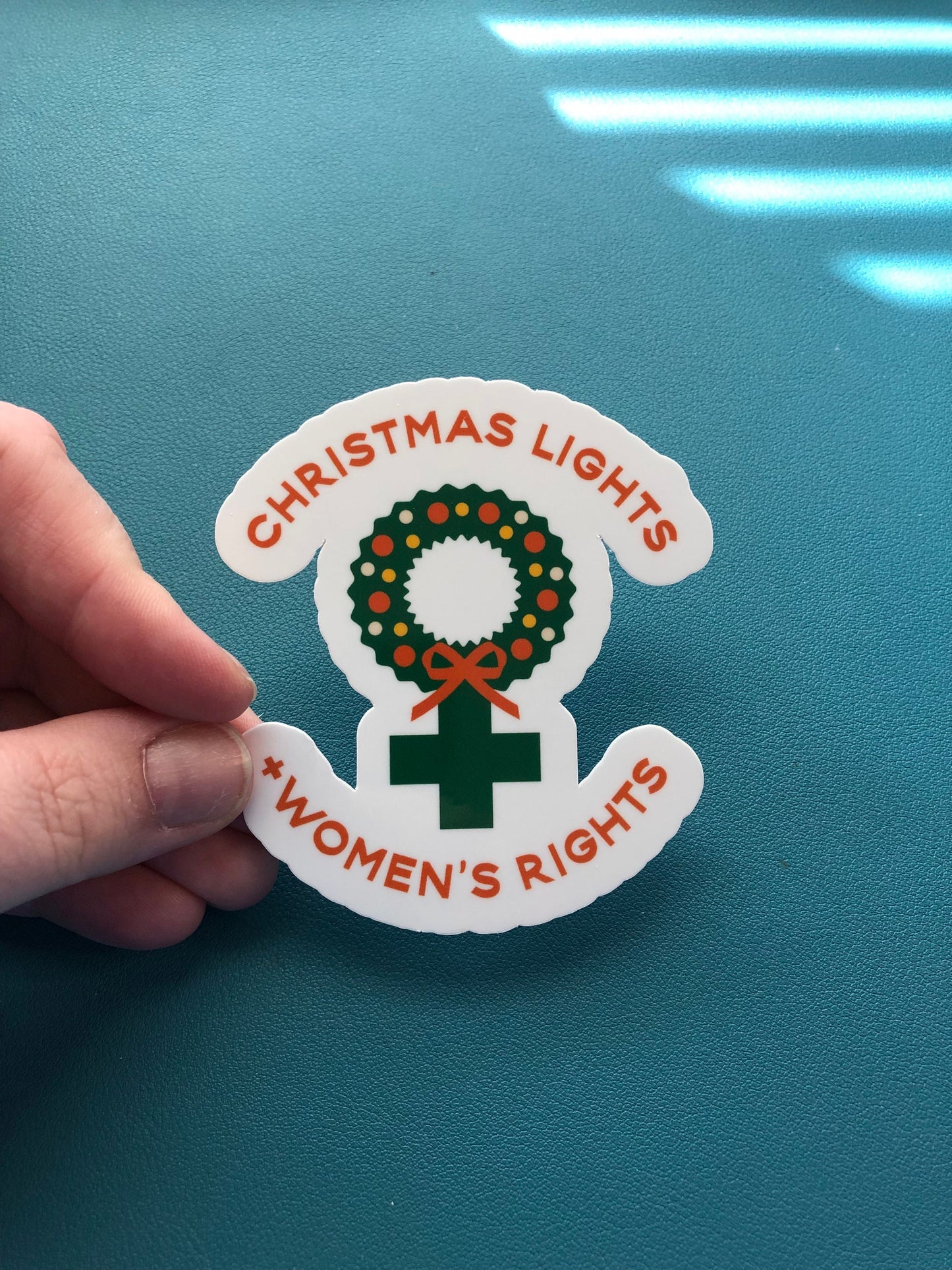 Christmas Lights and Women's Rights Waterproof Sticker, Female Equality Sticker, Christmas Sticker, Gender Equality, Female Empowerment