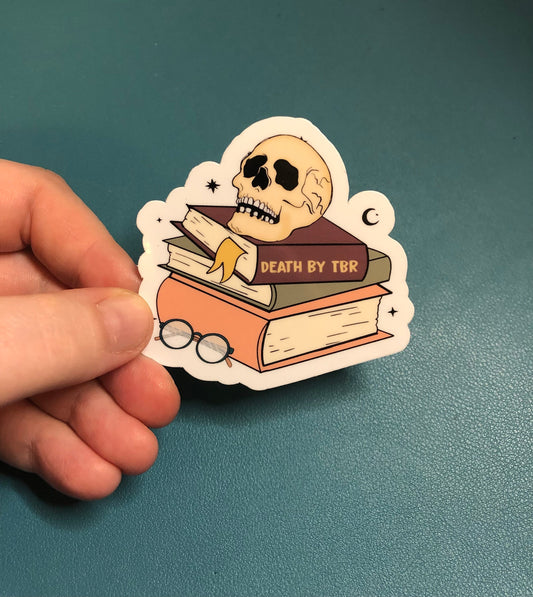 Death by TBR Waterproof Sticker, Gift for Readers, TBR List, Bookish Sticker, Book Accessories, BookTok Sticker, Bibliophile, Book Lover