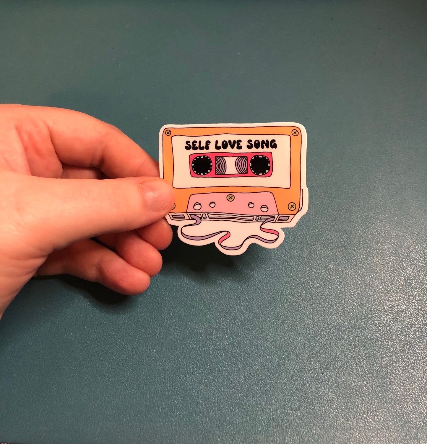 Self Love Song Waterproof Sticker, Cassette Tape Sticker, Self Love Club Sticker, Body Positivity, Musical Sticker, Water Bottle Sticker