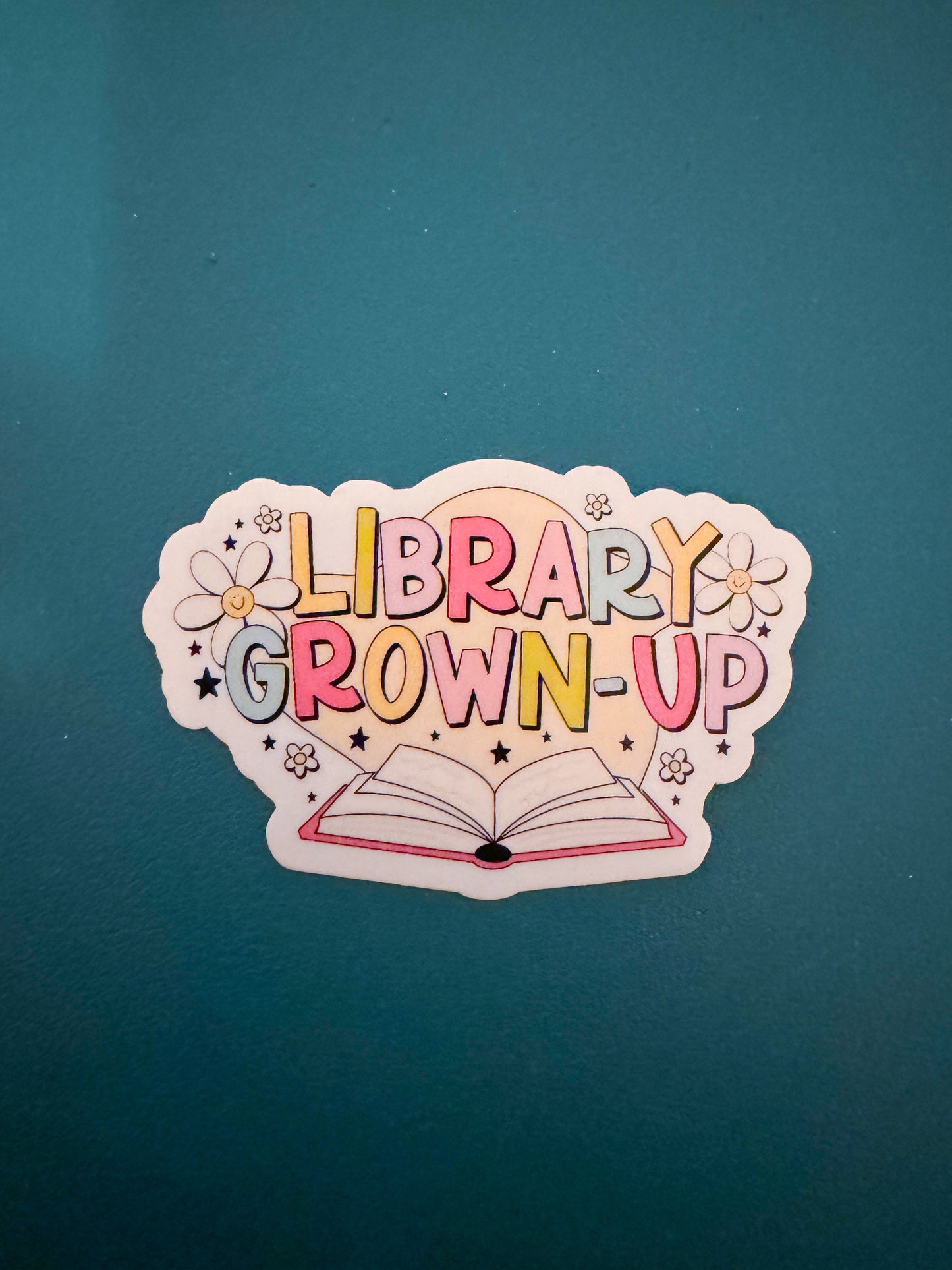 Library Grown Up Waterproof Sticker, Bookish Gifts, Bibliophile, Library Card, Book Worm Sticker, Reading Lover, Public Library Kid