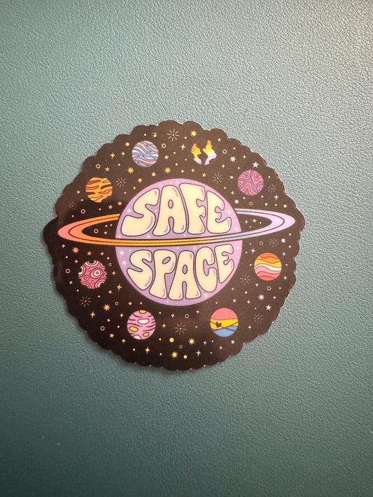 Safe Space Waterproof Sticker, Outer Space Sticker, LGBTQ Ally Sticker, Trans Lives Matters, Pride Decal for Windows, Gay Rights Sticker