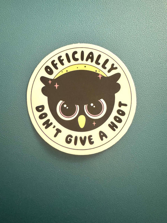 Officially Don't Give A Hoot Sticker, Night Owl Sticker, Owl Sticker, Pun Humor, Waterproof Sticker, Kindle Sticker, Funny Decal