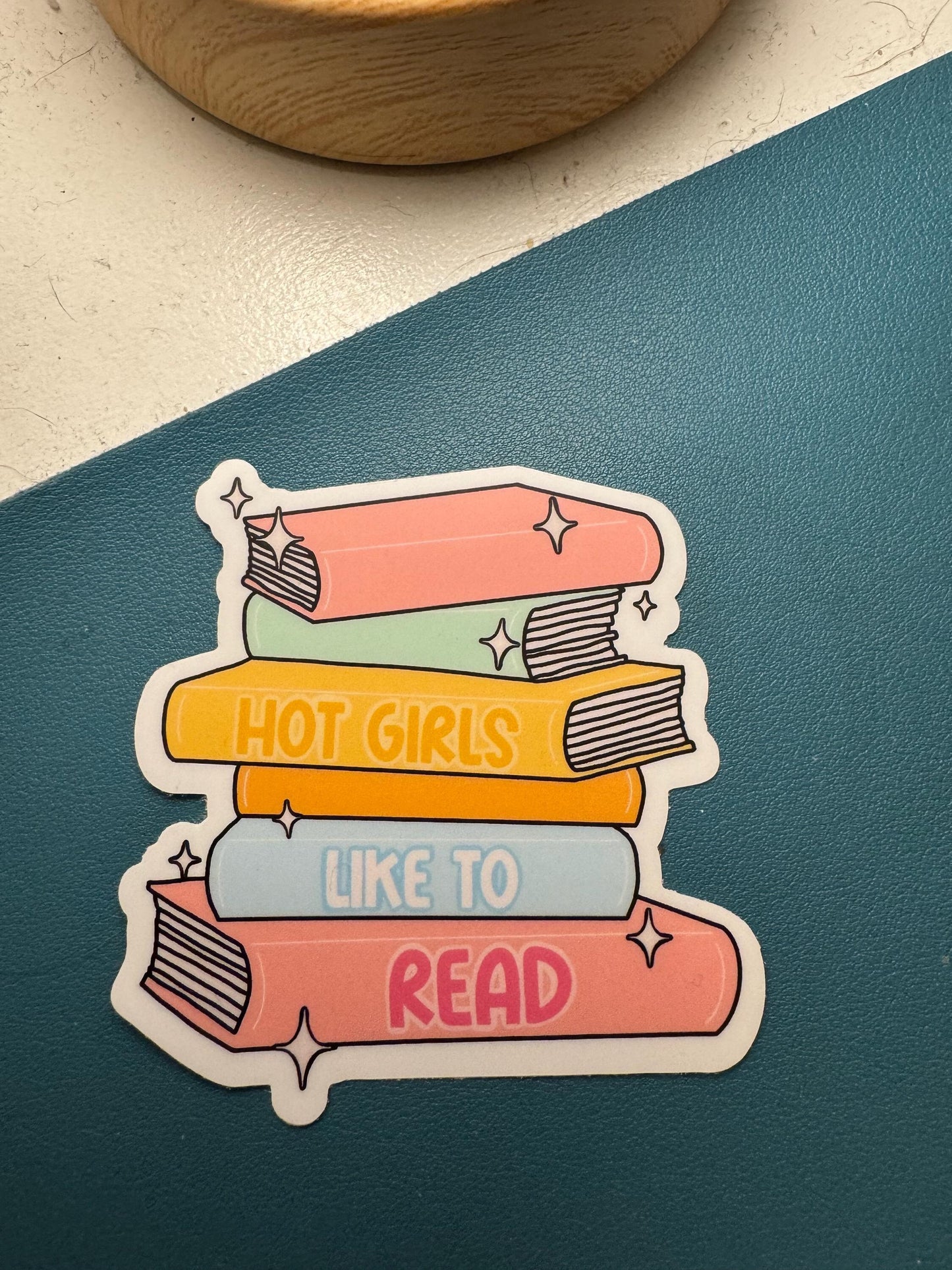 Hot Girls Like To Read Sticker, Stack of Books Waterproof Sticker, Bookish Decal, Kindle Sticker, Gift for Book Lover, BookTok, Romantasy