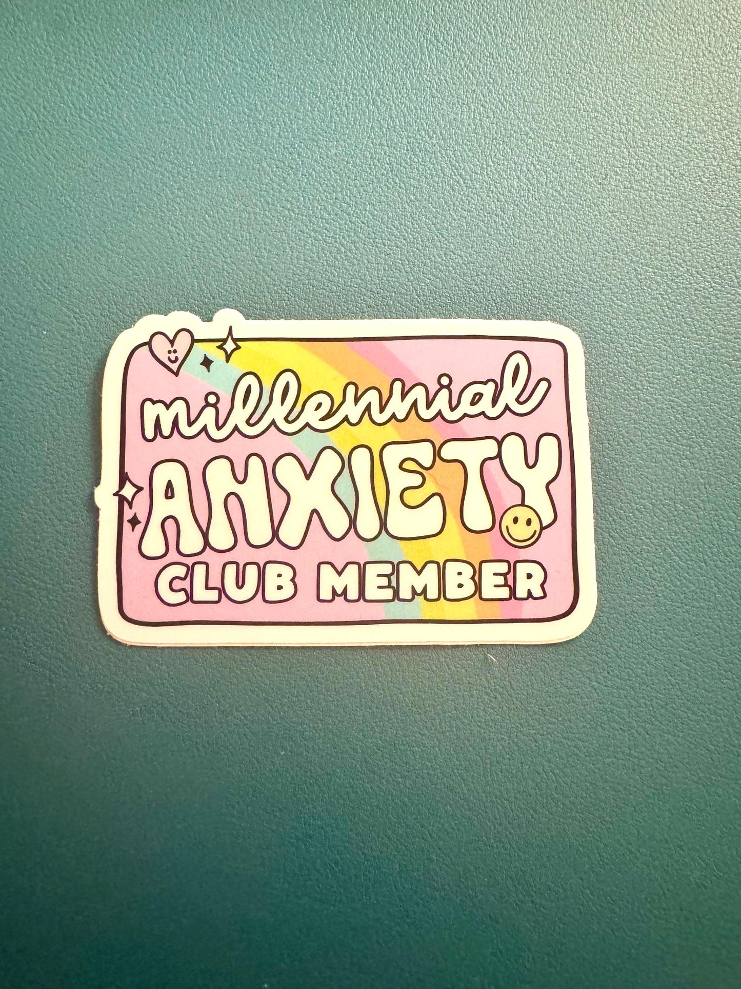 Millennial Anxiety Club Member Sticker, Anxiety Sticker, Mental Health Water Bottle Sticker, Elder Millennial, 90s Kids, Waterproof Sticker