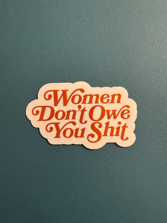 Women Don't Owe You Shit Sticker, Female Empowerment, Women's Rights, Sarcastic Sticker, Pro Choice, Roe v Wade Sticker, Feminist Sticker