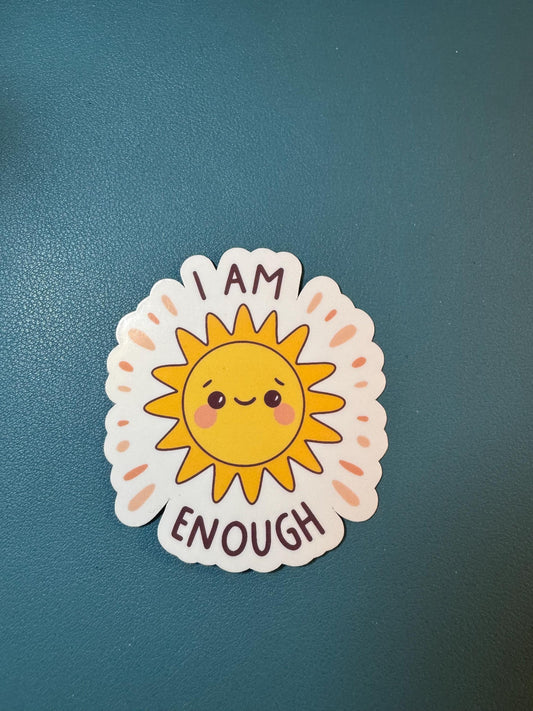 I Am Enough Smiling Sun Sticker, Positivity Sticker, Mental Health Matters, You Are Enough Sticker, Sun Illustration