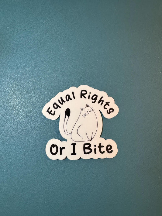 Equal Rights Or I Bite Sticker, Angry Cat Sticker, Feminist Sticker, Gender Equality, Water Bottle Sticker, Women's Rights, End Misogyny