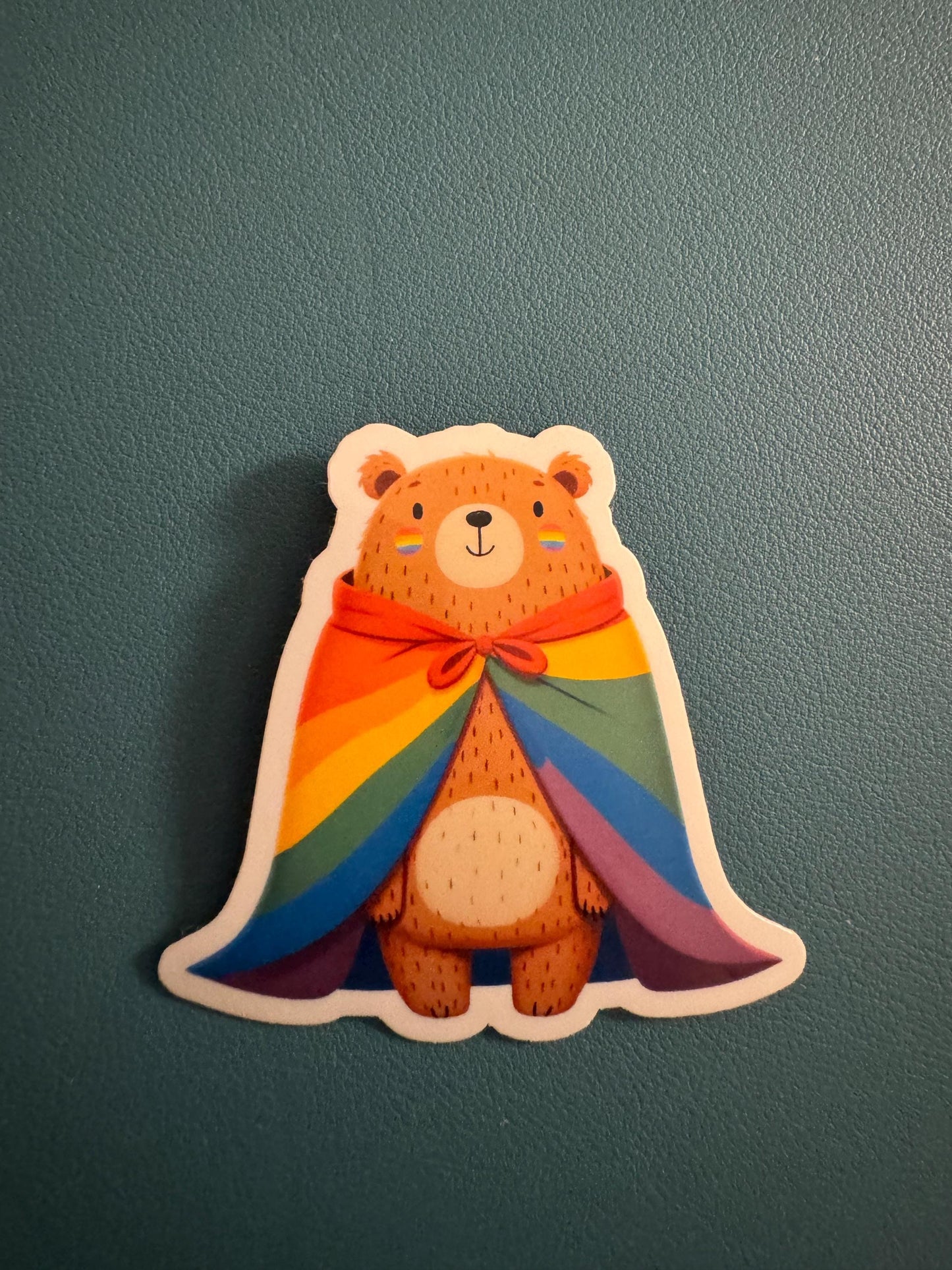 Pride Flag Bear Sticker, LGBTQ Rights Sticker, Gay Rights, Pride Month, Gender Equality, Water Bottle Sticker, Vinyl Sticker