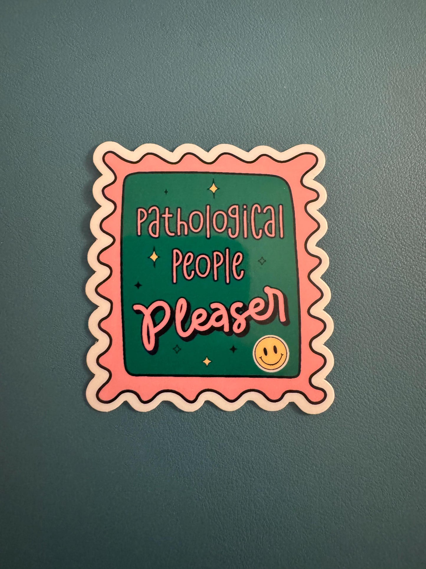 Pathological People Pleaser Vinyl Sticker, Pink and Green Sticker, Eldest Daughter Syndrome, Water Bottle Sticker
