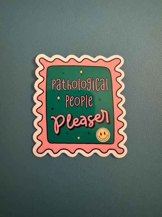 Pathological People Pleaser Vinyl Sticker, Pink and Green Sticker, Eldest Daughter Syndrome, Water Bottle Sticker