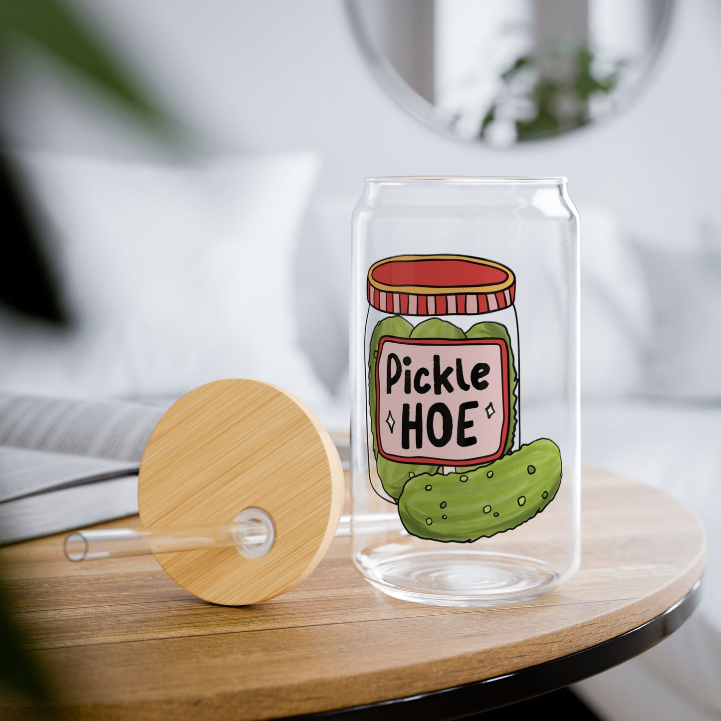Pickle Hoe 16oz Glass Iced Coffee Cup