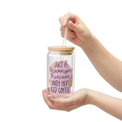 Just A Passenger Princess With Her Iced Coffee 16oz Glass Iced Coffee Cup