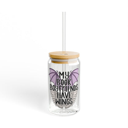 My Book Boyfriends Have Wings 16oz Glass Iced Coffee Cup
