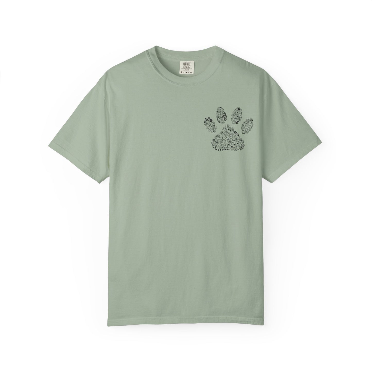 Floral Paw Print Comfort Colors T-Shirt