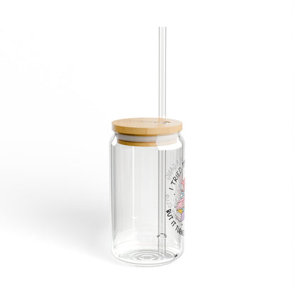 I Tried To Form A Gang And It Turned Into A Book Club Iced Coffee Glass Can Cup, Book Lover Glass Cup, Book Worm, Bamboo Lid , Reusable Cup