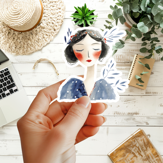 Dainty Aesthetic Blue Floral Girl Sticker