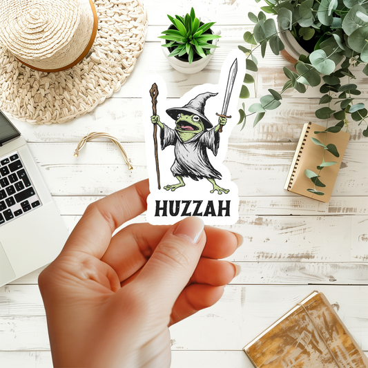 Huzzah Wizard Frog Sticker