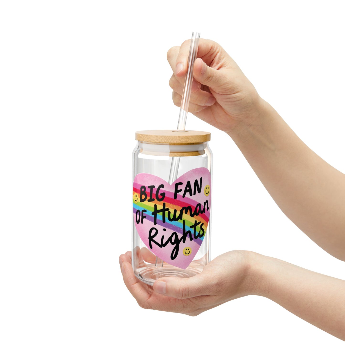 Big Fan Of Human Rights 16oz Glass Iced Coffee Cup