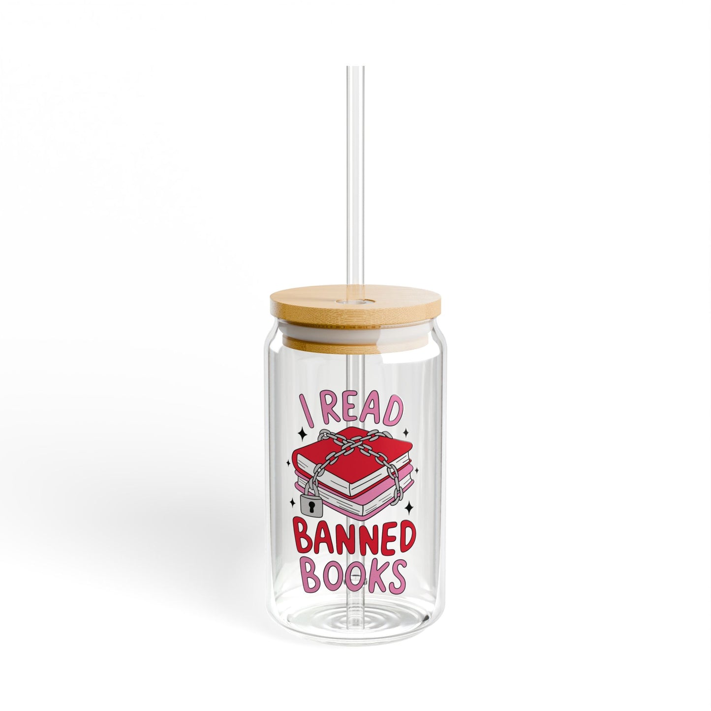 I Read Banned Books 16oz Glass Iced Coffee Cup