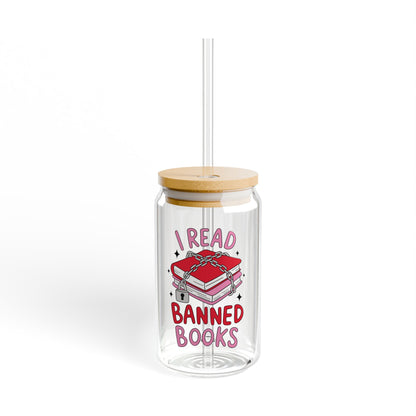 I Read Banned Books 16oz Glass Iced Coffee Cup