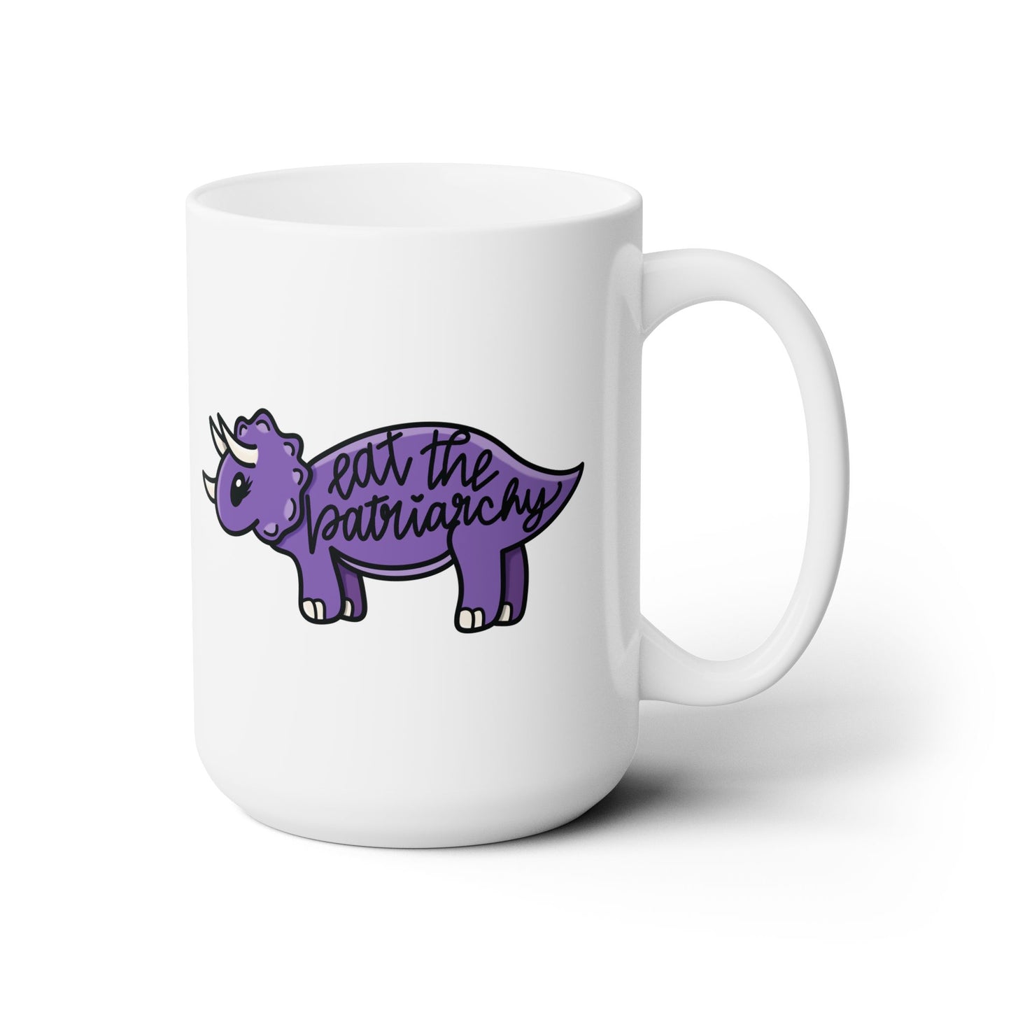 Funny Feminist Mug, Unique Dinosaur Coffee Cup, Female Empowerment, Eat The Patriarchy, Purple Dinosaur, Snarky Female, Gift for Her,