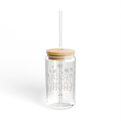 Floral Teacher 16oz Glass Iced Coffee Cup