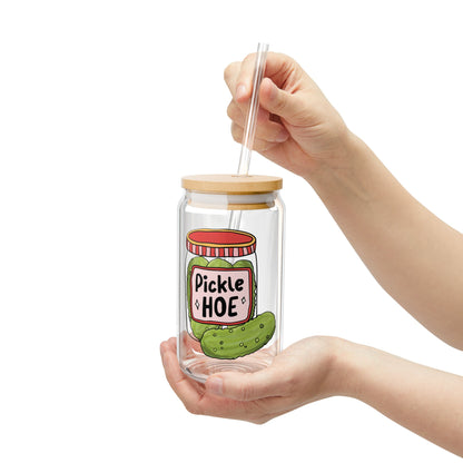 Pickle Hoe 16oz Glass Iced Coffee Cup