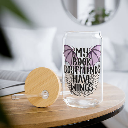 My Book Boyfriends Have Wings 16oz Glass Iced Coffee Cup