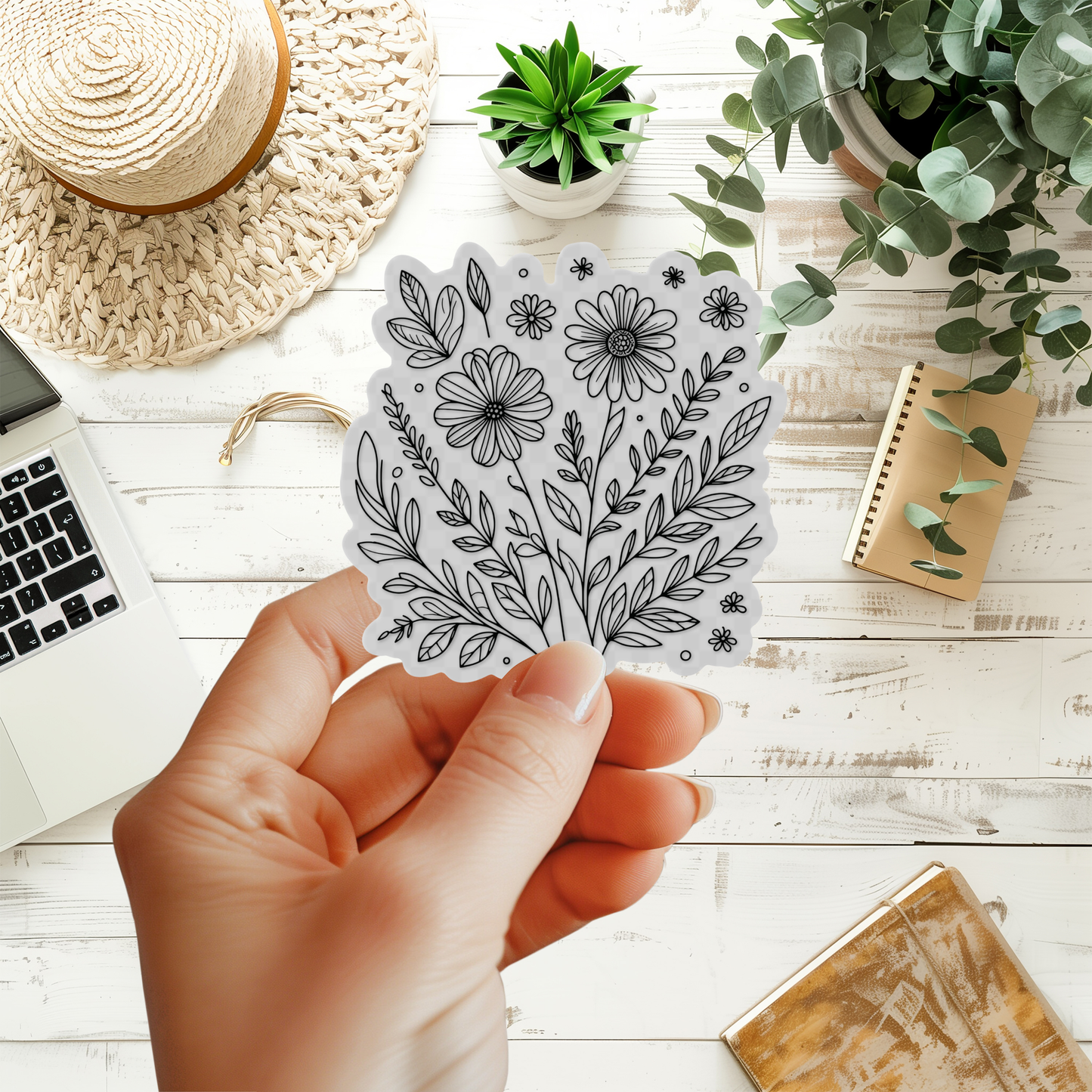 Clear Floral Bouquet Sticker