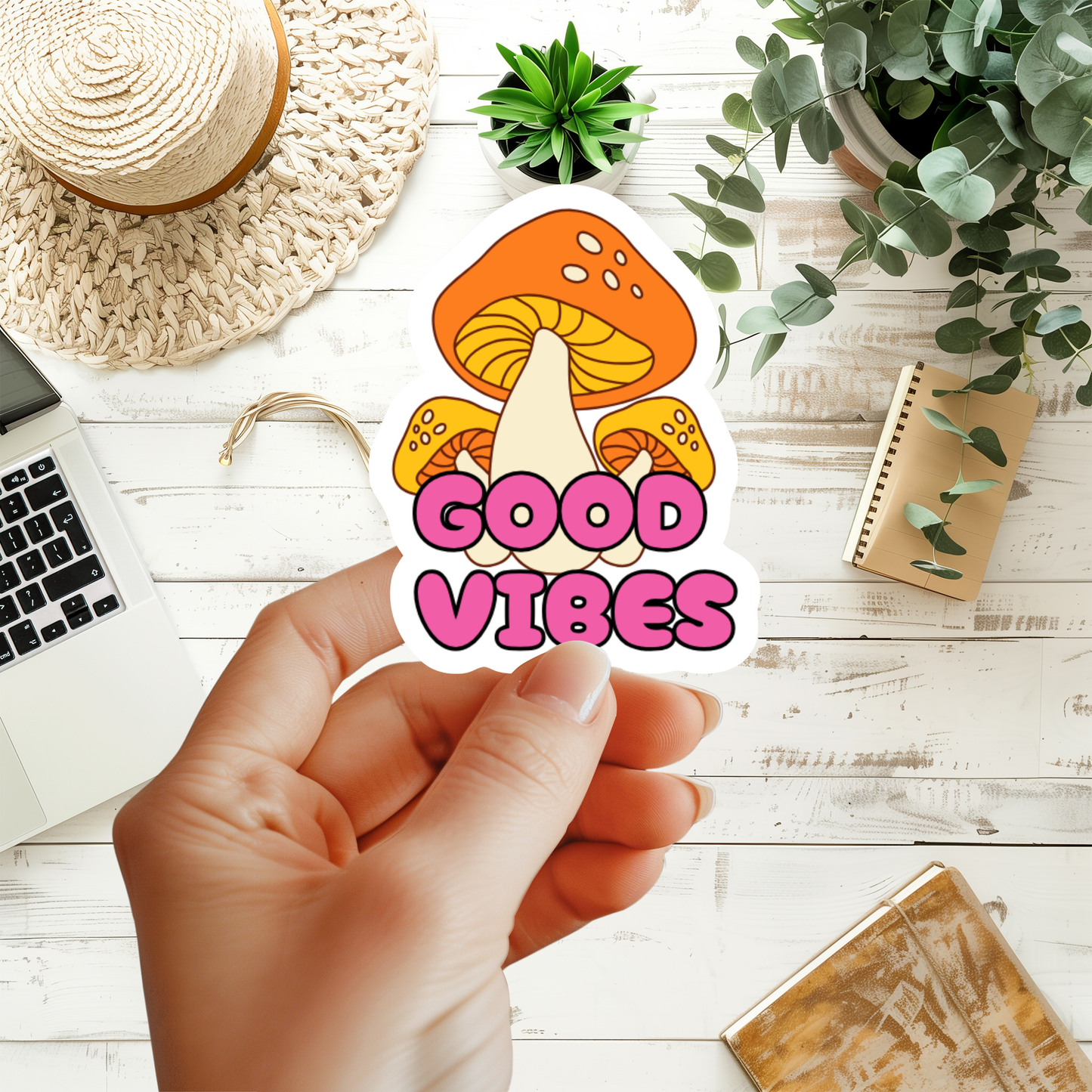 Psychedelic Good Vibes Mushroom Sticker