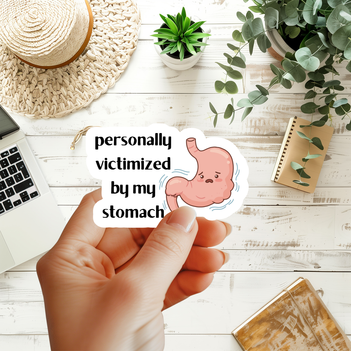 Personally Victimized By My Stomach Sticker