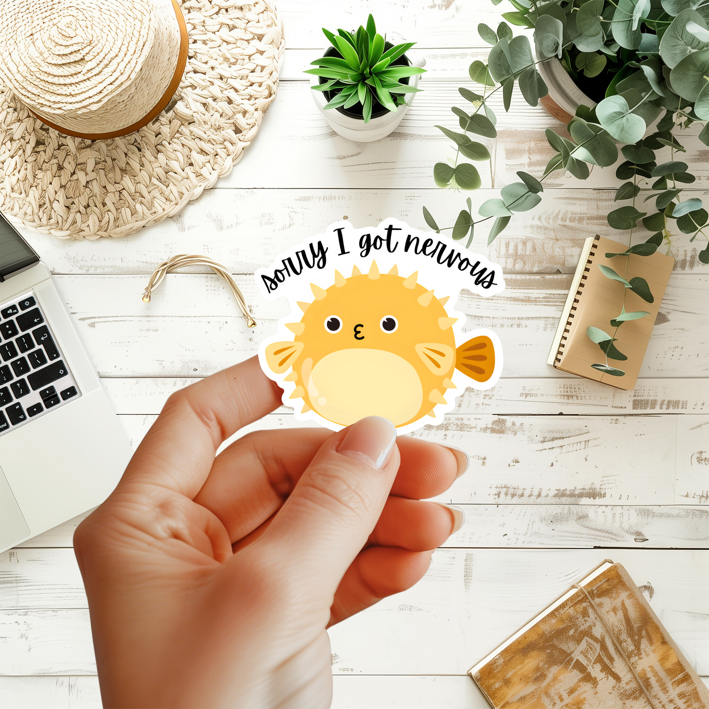 Sorry I Got Nervous Puffer Fish Sticker