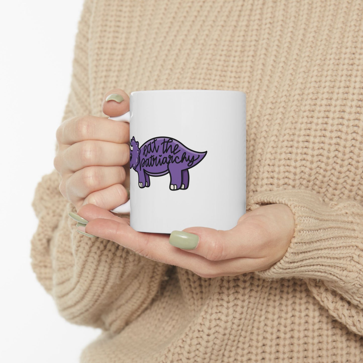 Eat The Patriarchy, Purple Dinosaur Coffee Mug