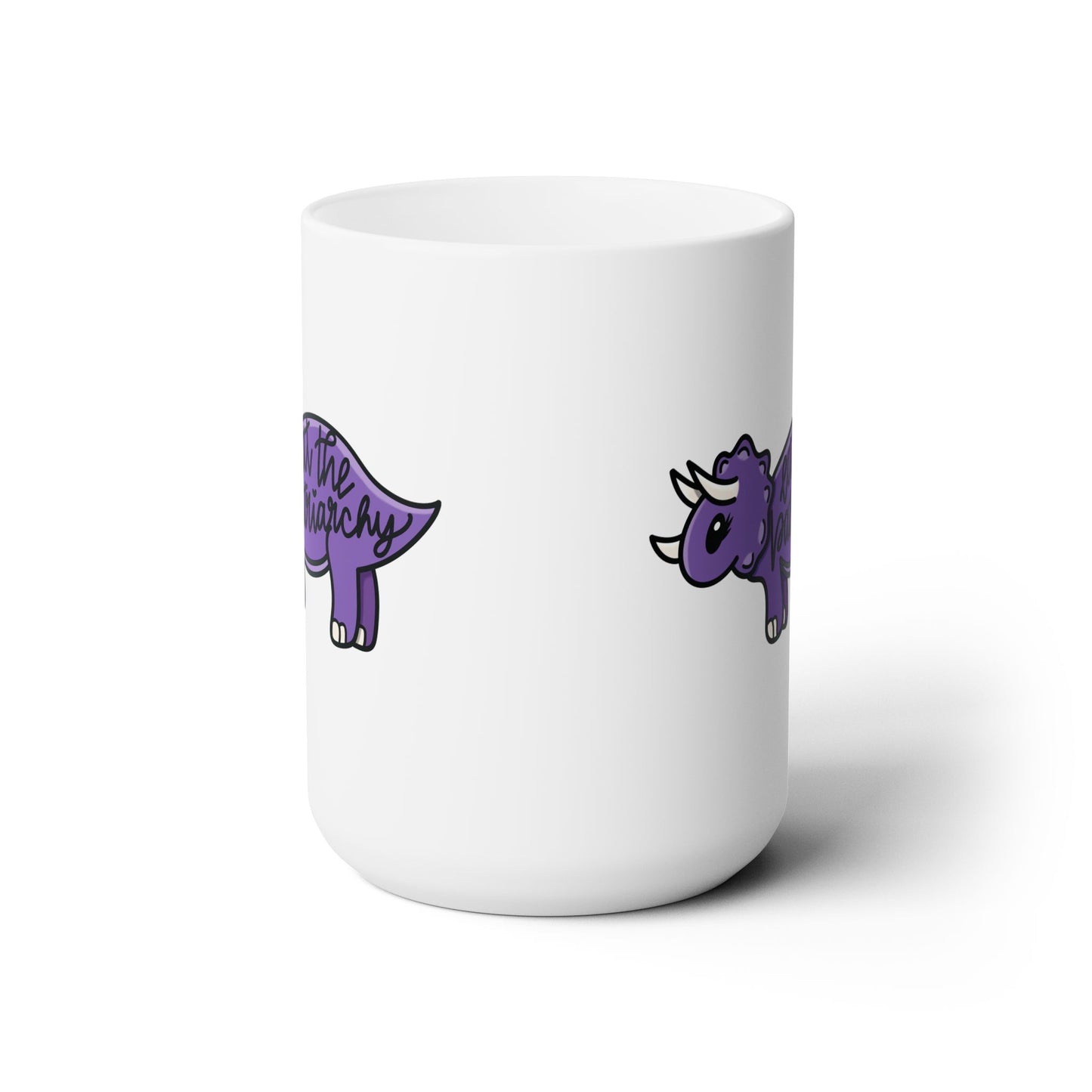 Funny Feminist Mug, Unique Dinosaur Coffee Cup, Female Empowerment, Eat The Patriarchy, Purple Dinosaur, Snarky Female, Gift for Her,