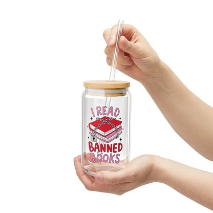 I Read Banned Books 16oz Glass Iced Coffee Cup