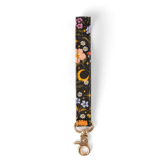 Dark Celestial Floral Wristlet Keychain