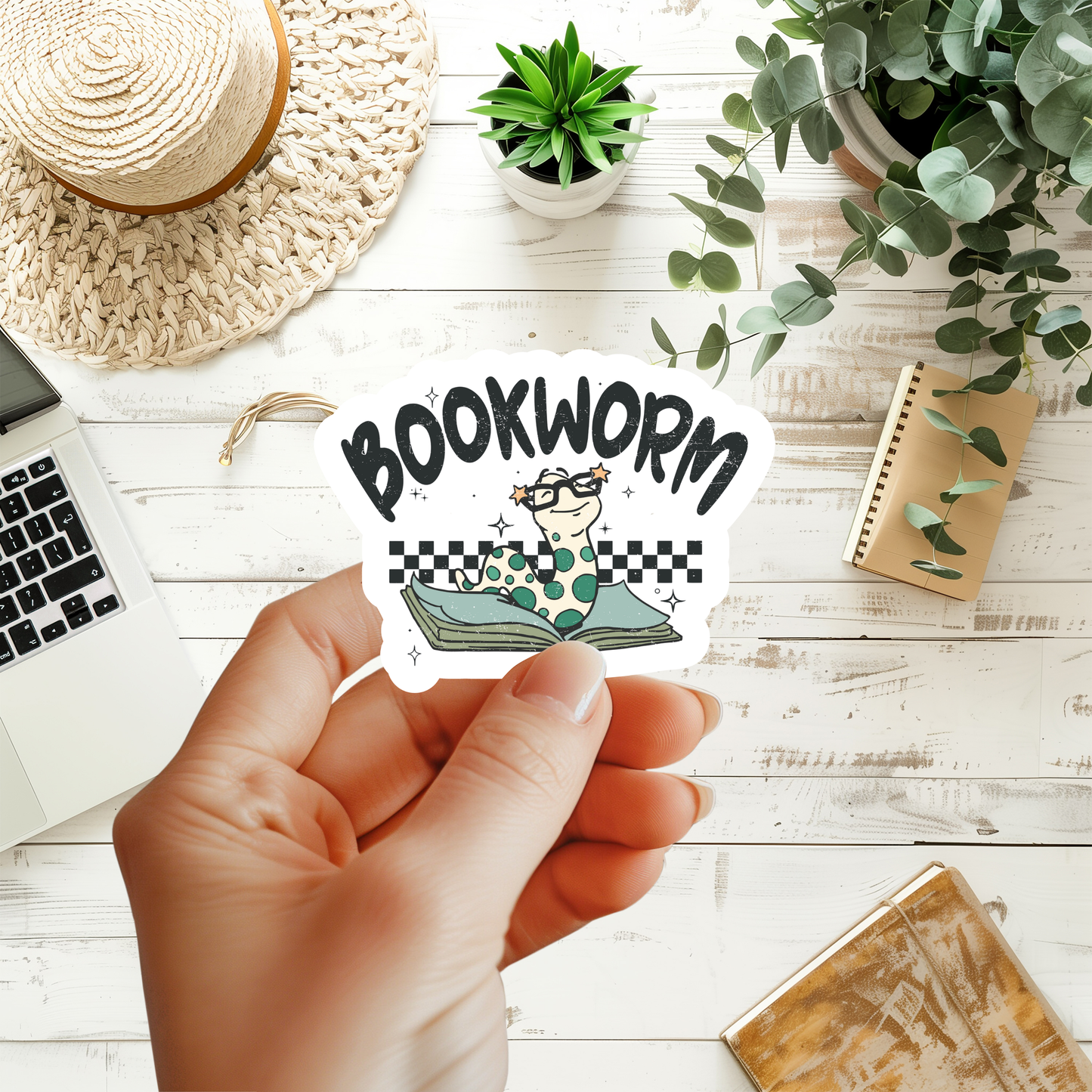 Bookworm with Glasses Sticker