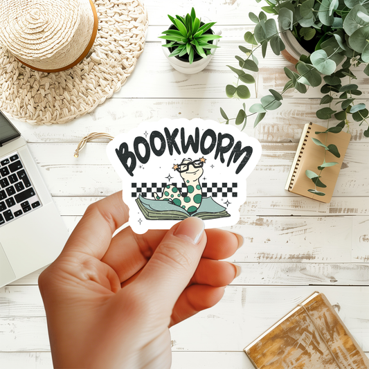 Bookworm with Glasses Sticker